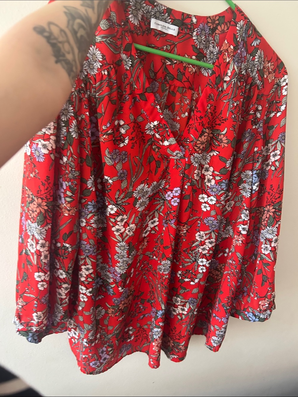 Carolina Belle Red Floral Blouse